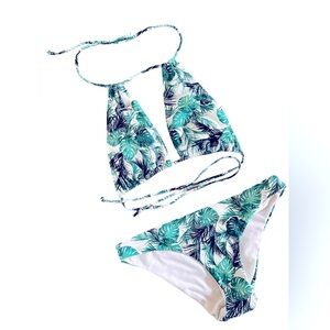 LA HEARTS Palm Leaf String Bikini Sz S
